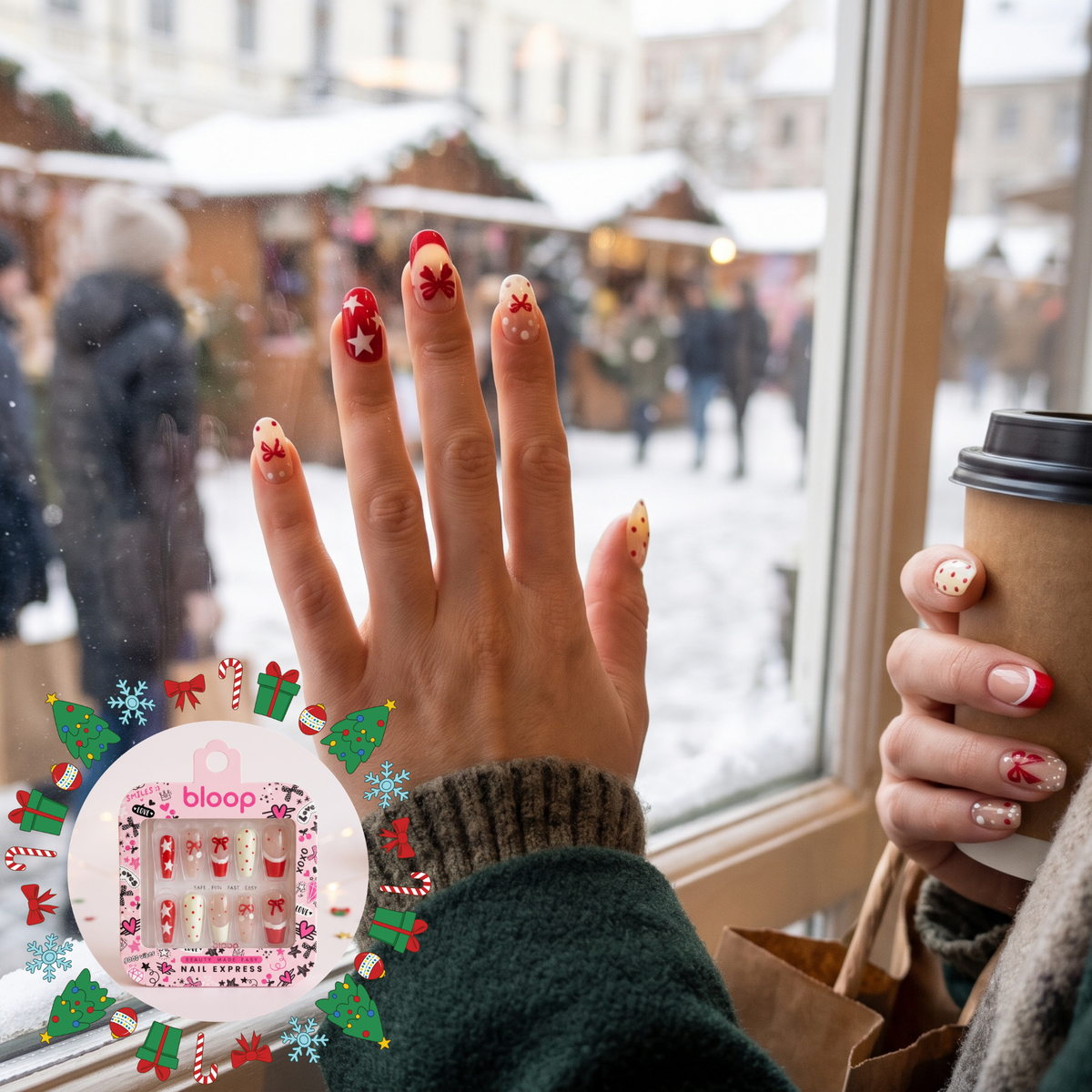 Bloop Holiday Edition Press-On Nails — Festive Mix & Match Collection BLOOP Beauty Made Easy