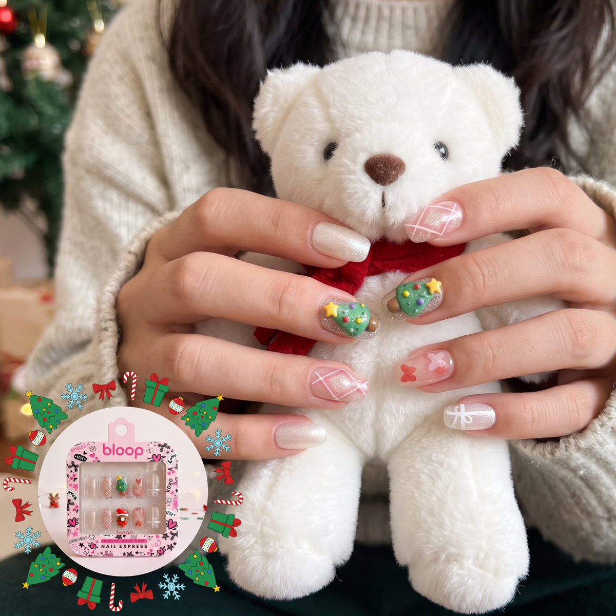 Bloop Holiday Edition Press-On Nails — Festive Mix & Match Collection BLOOP Beauty Made Easy