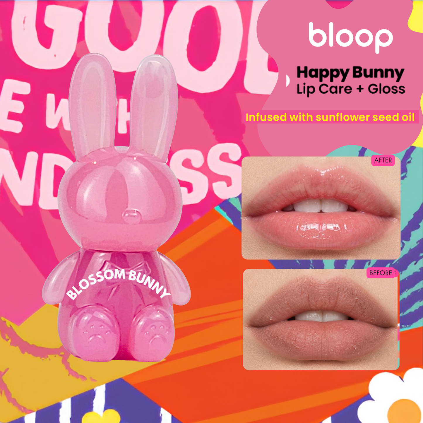 Happy Bunny Lip Care + Gloss  Blossom