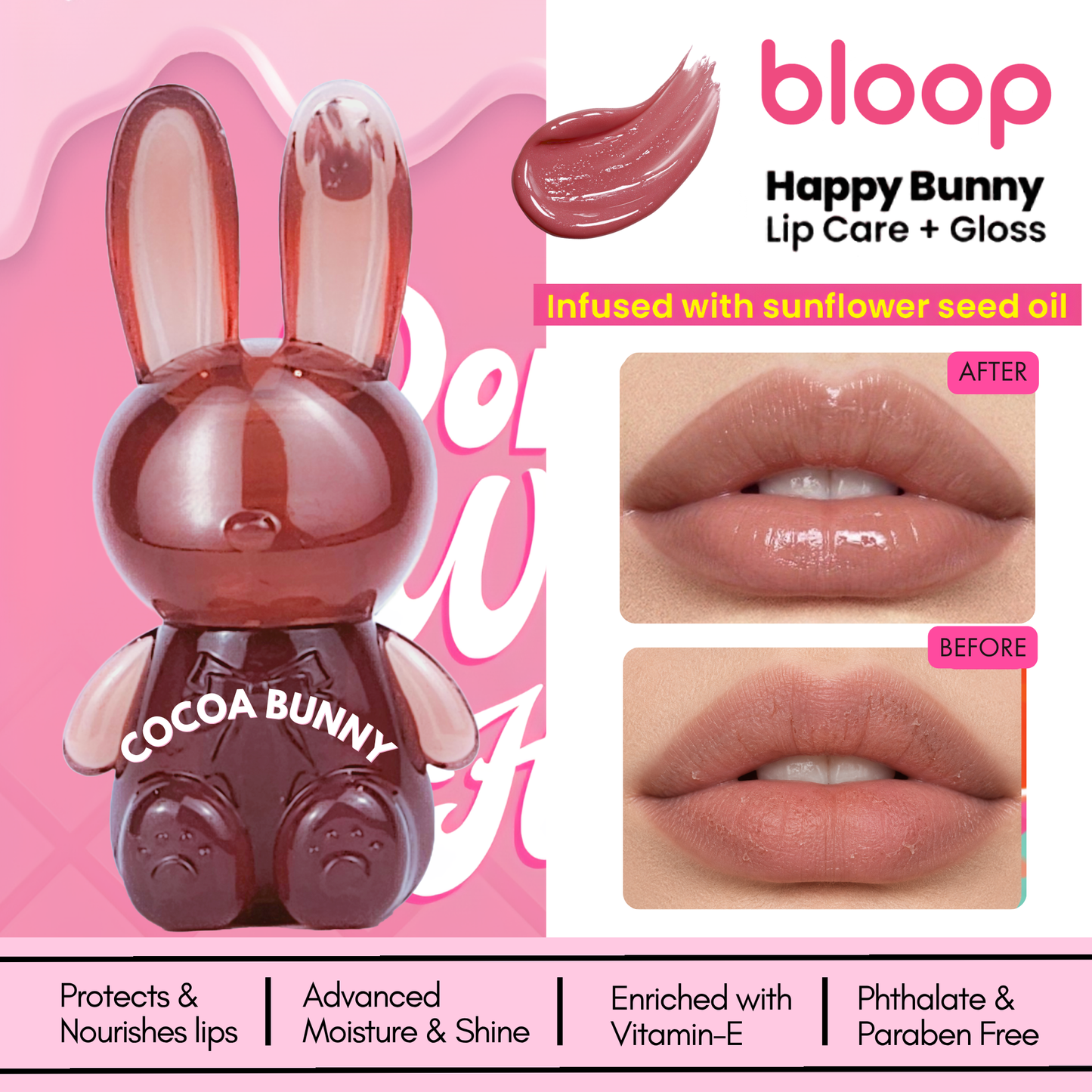 Happy Bunny Lip Care + Gloss Cocoa