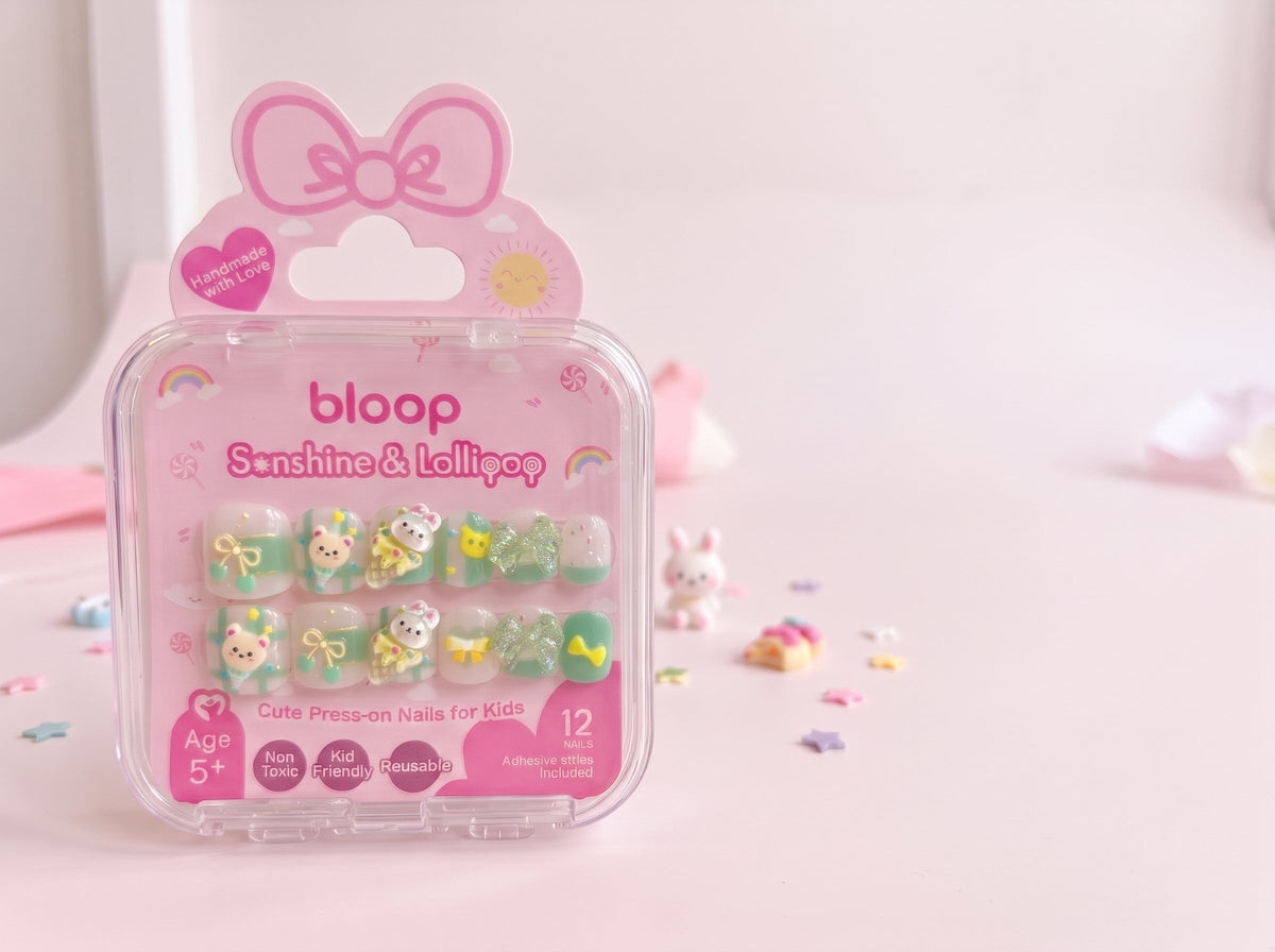 Bloop Kids Nail Express — 12-Piece Press-On Nails Set BLOOP Beauty Made Easy