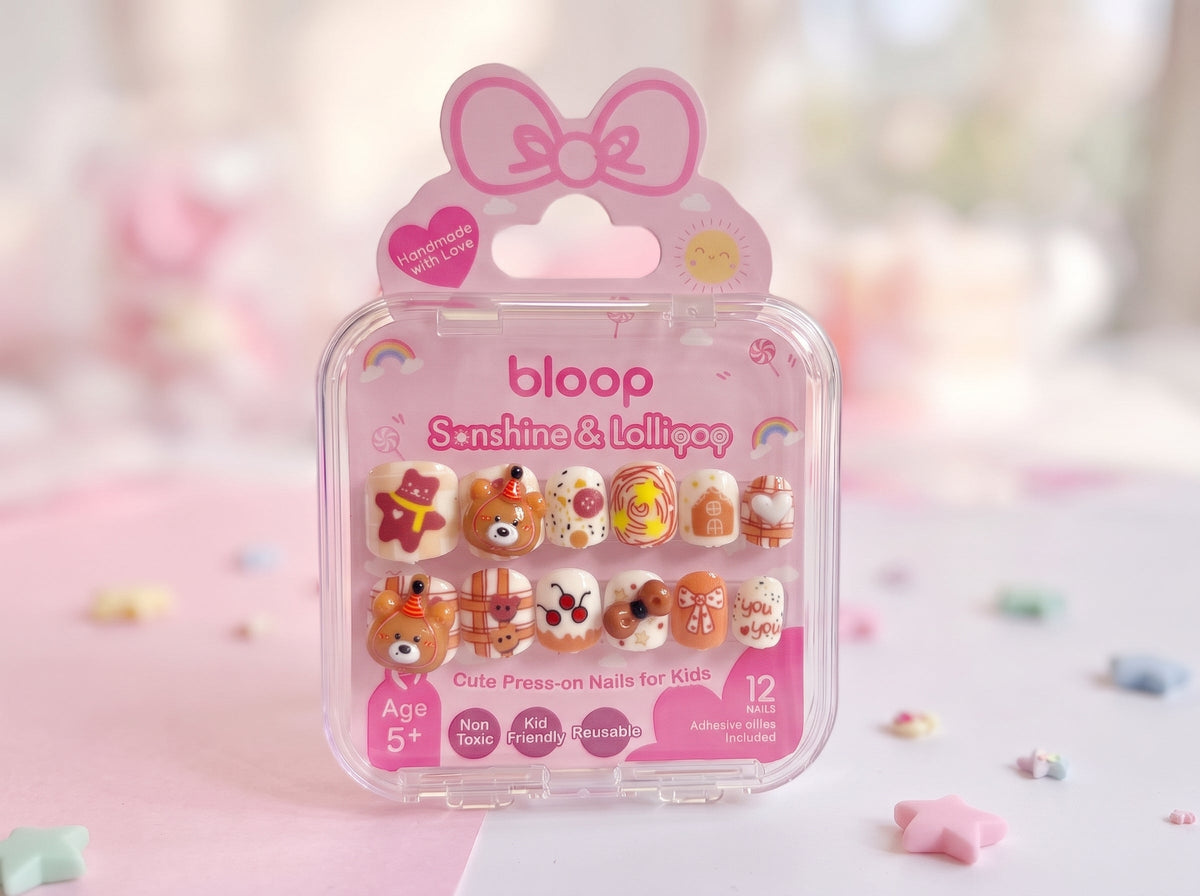 Bloop Kids Nail Express — 12-Piece Press-On Nails Set BLOOP Beauty Made Easy