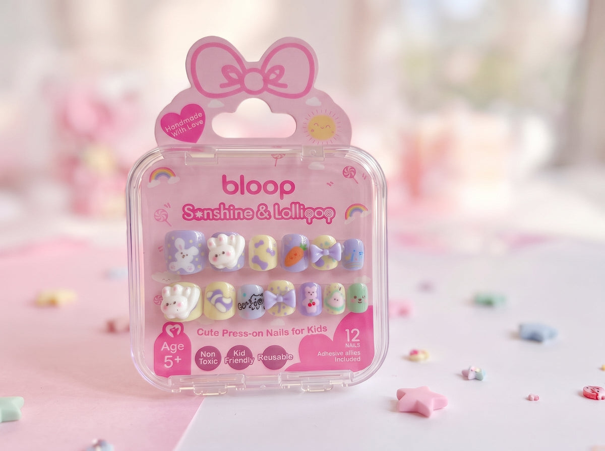 Bloop Kids Nail Express — 12-Piece Press-On Nails Set BLOOP Beauty Made Easy