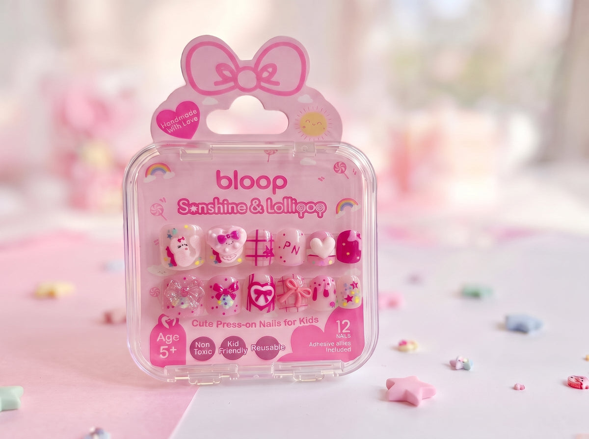 Bloop Kids Nail Express — 12-Piece Press-On Nails Set BLOOP Beauty Made Easy