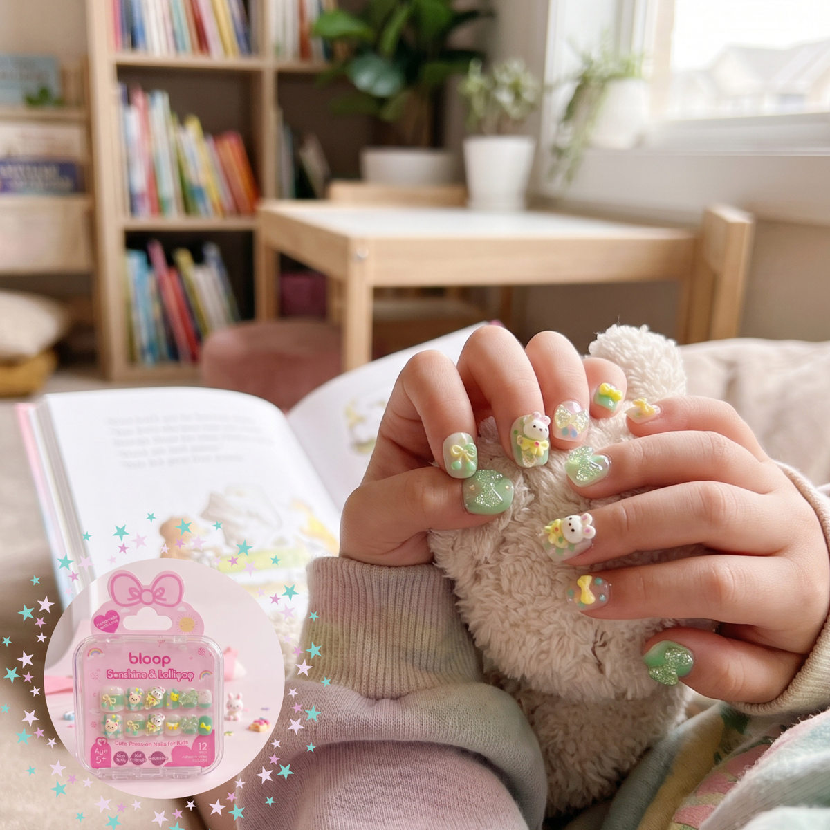 Bloop Kids Nail Express — 12-Piece Press-On Nails Set BLOOP Beauty Made Easy