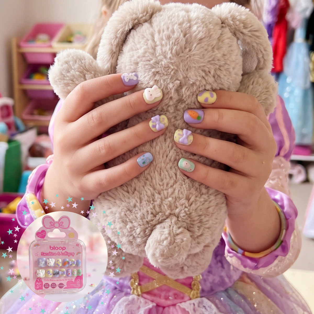 Bloop Kids Nail Express — 12-Piece Press-On Nails Set BLOOP Beauty Made Easy