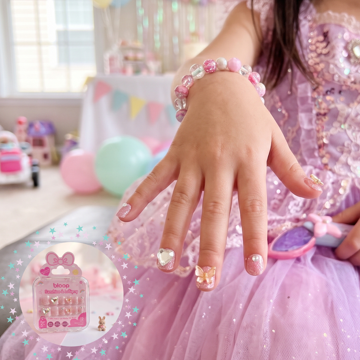 Bloop Kids Nail Express — 12-Piece Press-On Nails Set BLOOP Beauty Made Easy